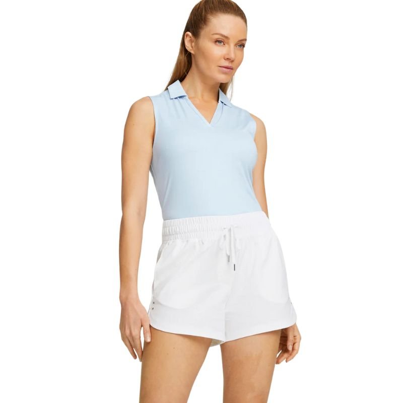 PUMA Women's Cloudspun Coast Sleeveless Golf Polo Lucite Heather