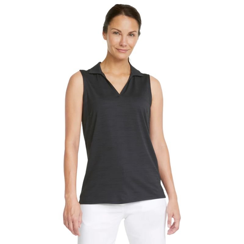 PUMA Women's Cloudspun Coast Sleeveless Golf Polo Black