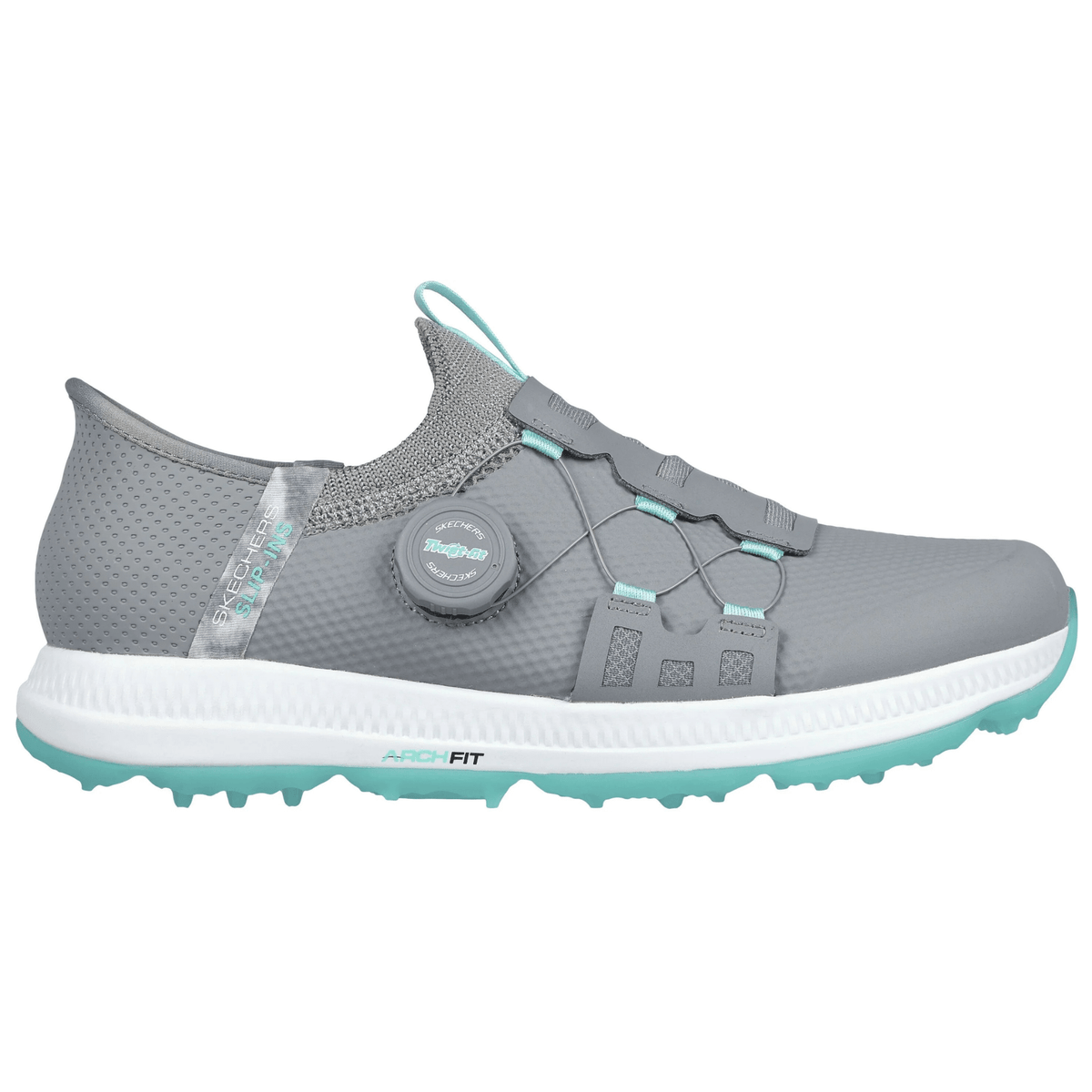 Skechers Womens GO GOLF Elite 5 Slip-In Golf Shoes Grey Aqua Medium