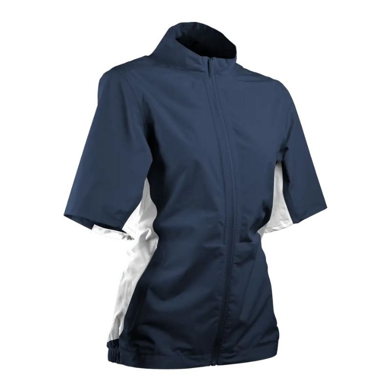 Sun Mountain Women's Monsoon Short Sleeve Rain Jacket Navy White