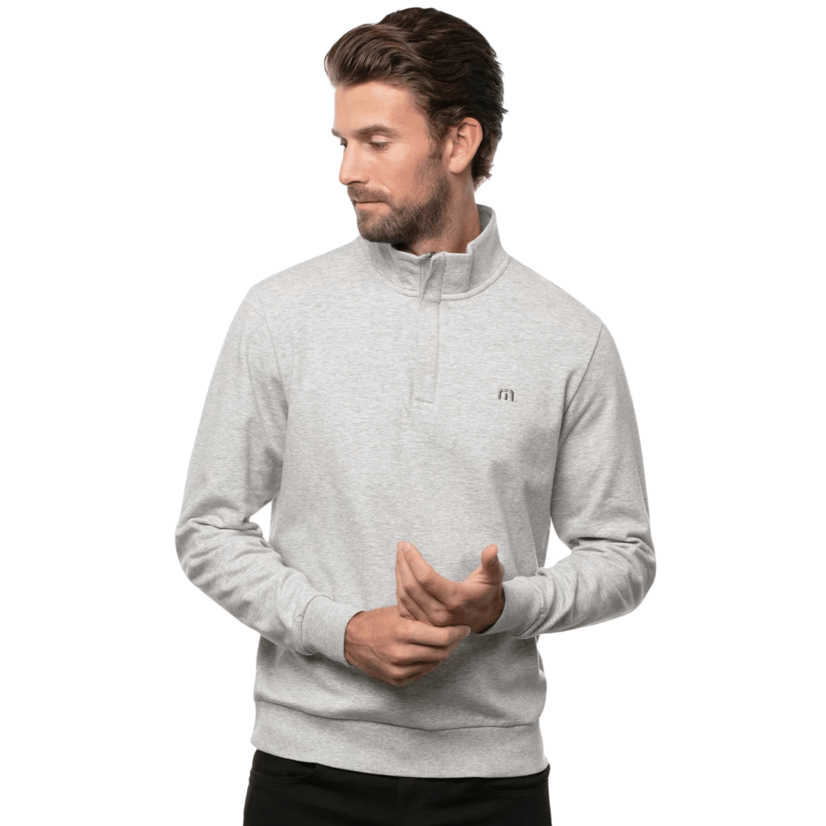 TravisMathew Cloud 2.0 1/4 Zip Sweater Heather Light Grey
