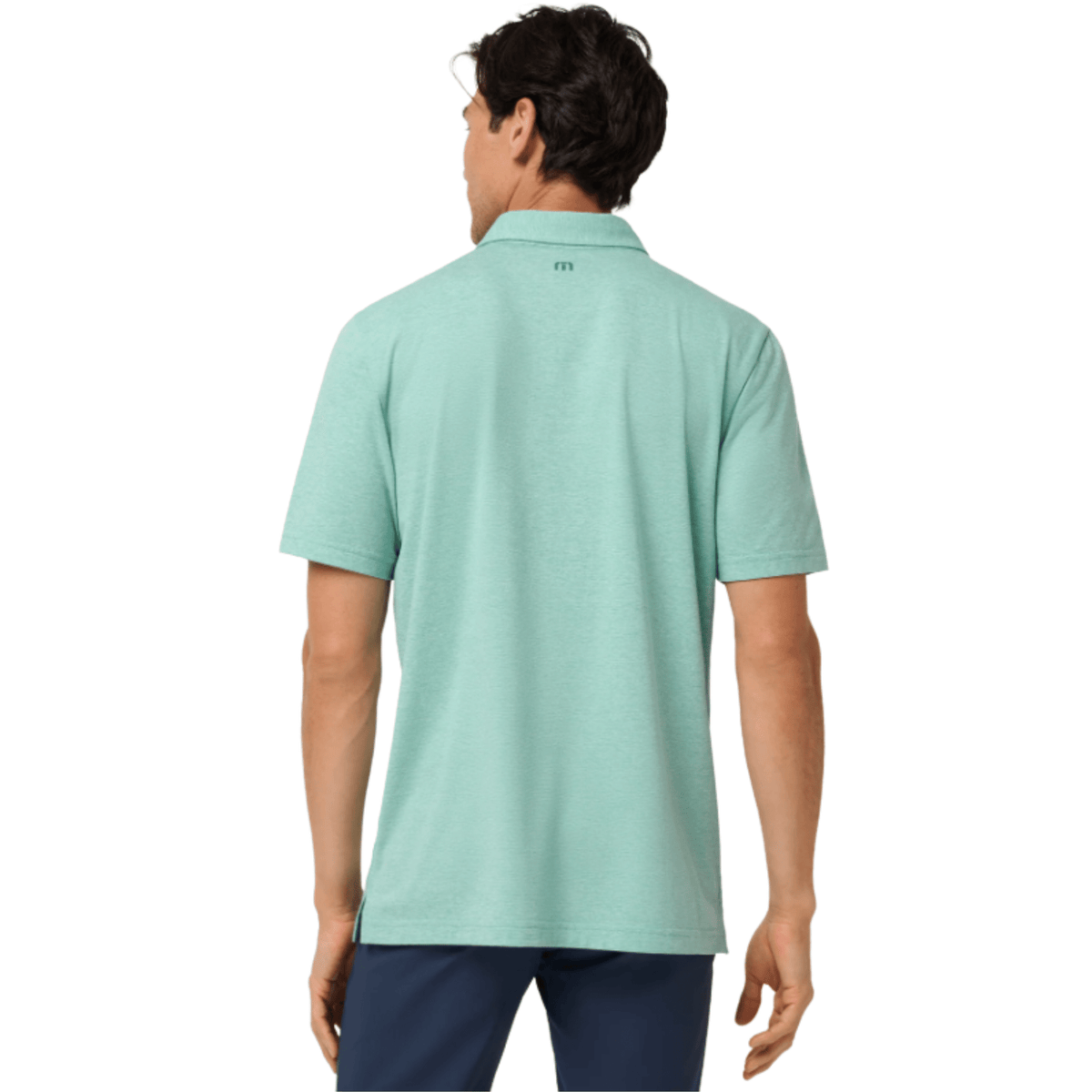 TravisMathew Performance Jersey Ocean Golf Polo Heather Bright Aqua MEDIUM