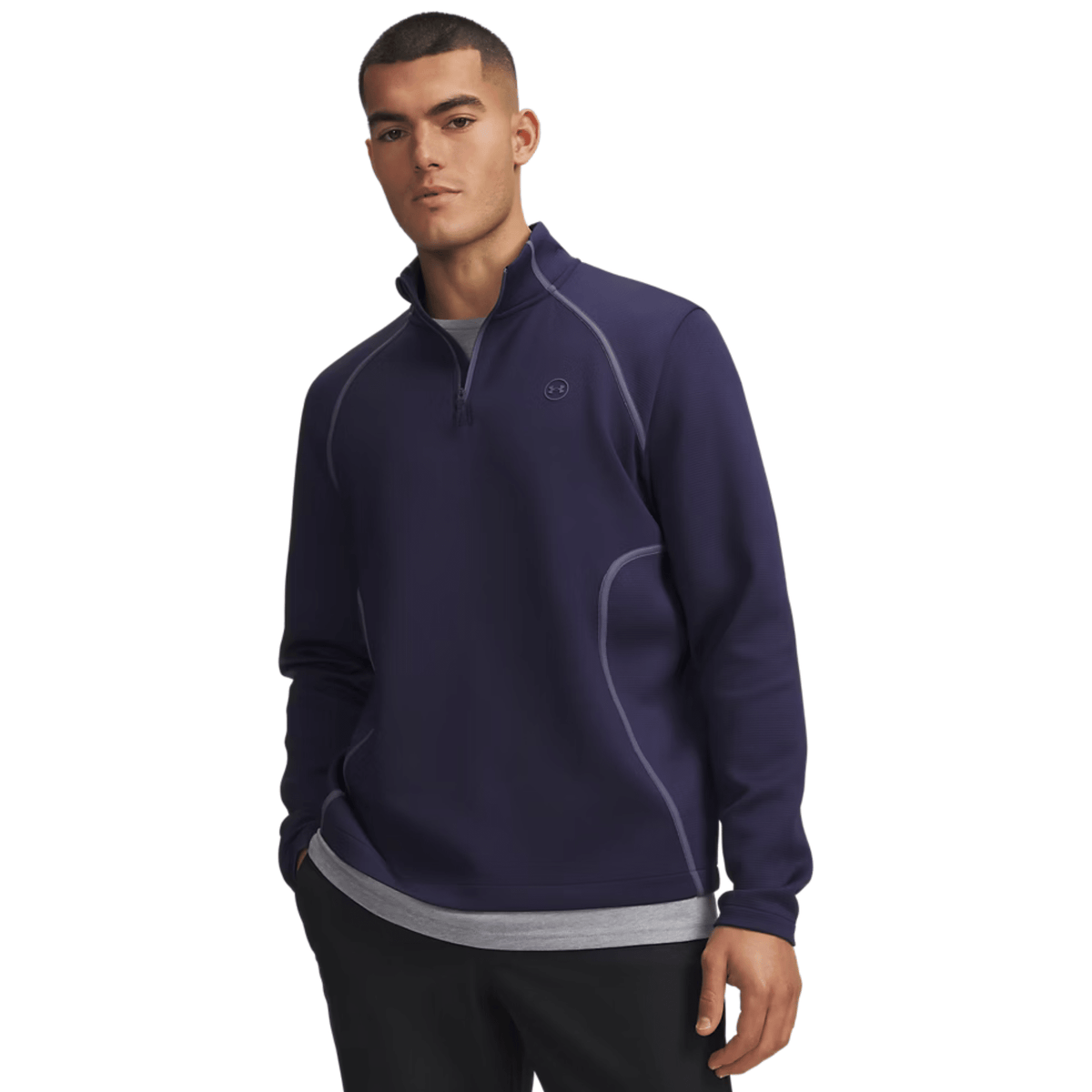 Under Armour Drive Midlayer 1/4 Zip Pullover Midnight Navy Downpour Gray