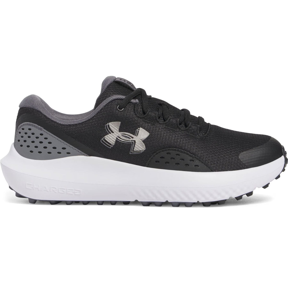 Under Armour Surge Spikeless Golf Shoes Black Castlerock Metallic Gun Metal Medium