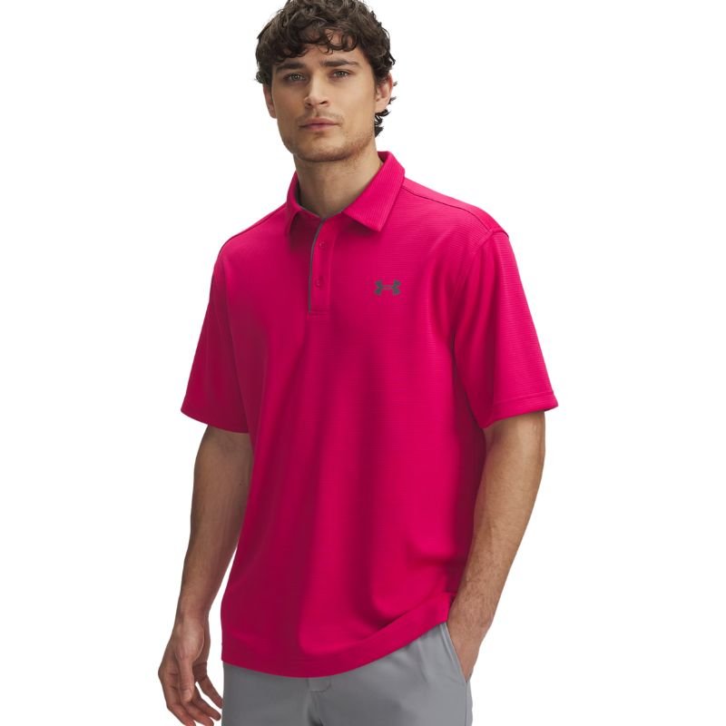 Under Armour Tech Golf Polo Shaded Fuchsia Pitch Gray