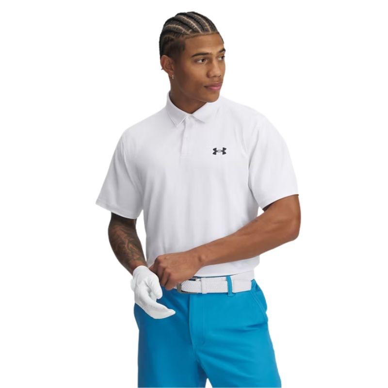 Under Armour Tee To Green Pique Golf Polo White