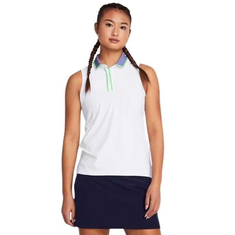 Under Armour Women's Iso-Chill Sleeveless Polo White Starlight
