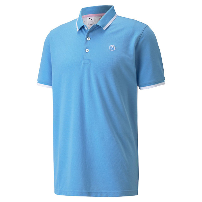 PUMA Signature Tipped Golf Polo Algiers Blue