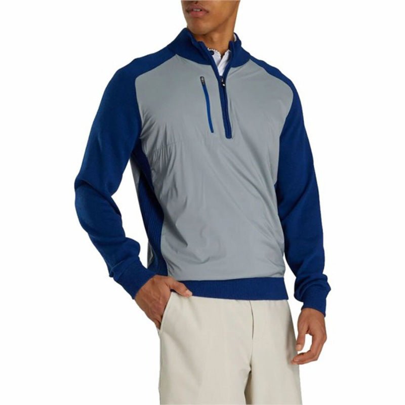 FootJoy Tech Sweater 1/2 Zip - Previous Season Style Grey Royal Blue