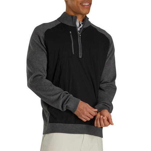 FootJoy Tech Sweater 1/2 Zip - Previous Season Style Black Charcoal