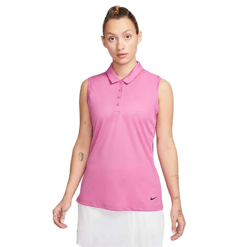 Nike Women's Dri-FIT Victory Sleeveless Golf Polo Fuchsia Pink
