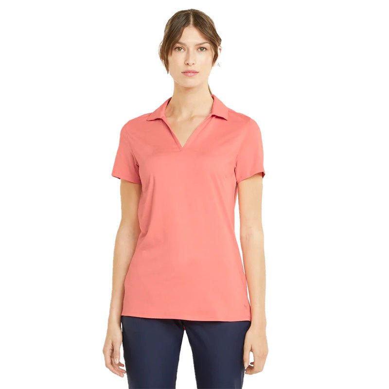 PUMA Women's Cloudspun Coast Golf Polo Hot Coral Heather