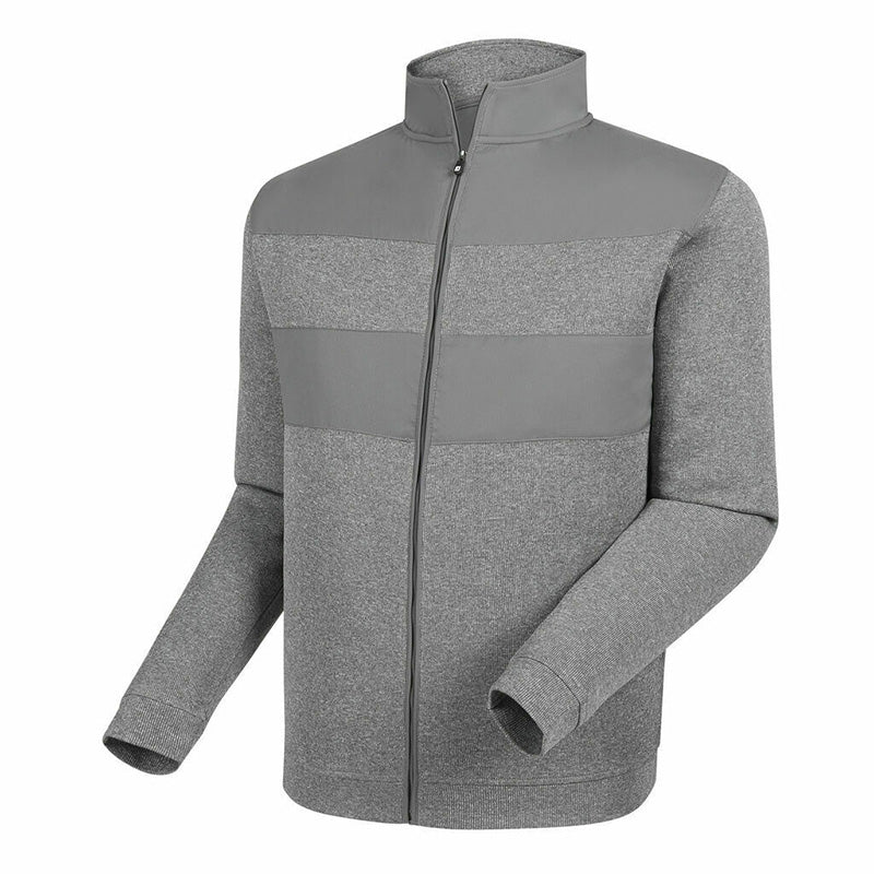 Footjoy Flat Back Rib Full-Zip Mid Layer Sweater Heather Granite SMALL