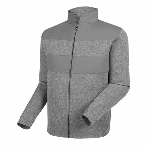Footjoy Flat Back Rib Full-Zip Mid Layer Sweater Heather Granite SMALL
